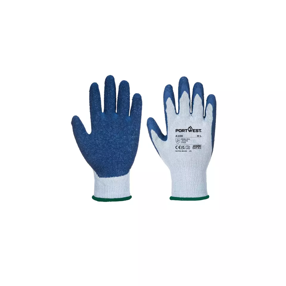 Portwest A100G4R, Grip Glove - Latex, Grey/Blue, image 3, gallery thumbnail