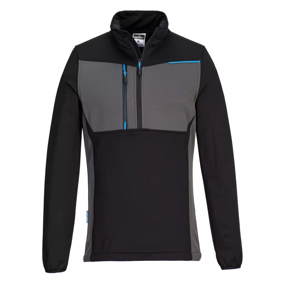 Portwest T755BKR, WX3 Half Zip Tech Fleece, Black, image 1, gallery thumbnail