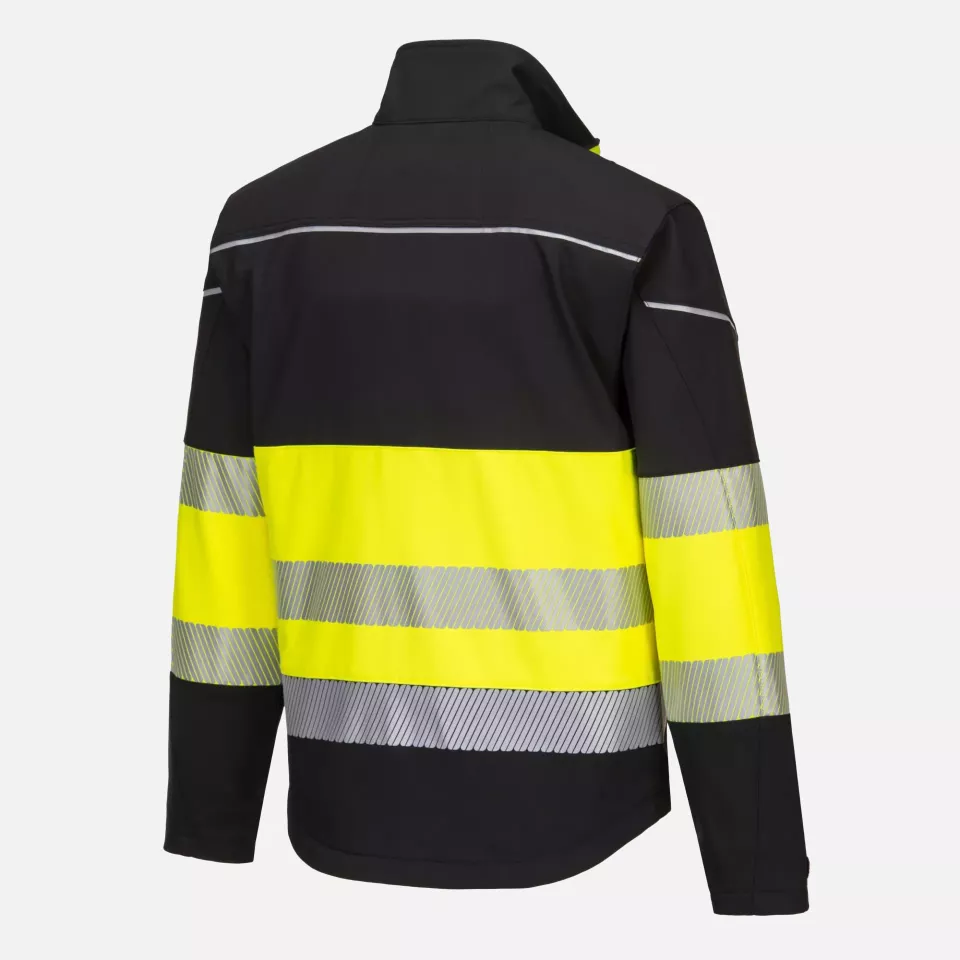 Portwest PW375BKY, PW3 Hi-Vis Class 1 Softshell (3L), Black/Yellow, image 4, gallery thumbnail