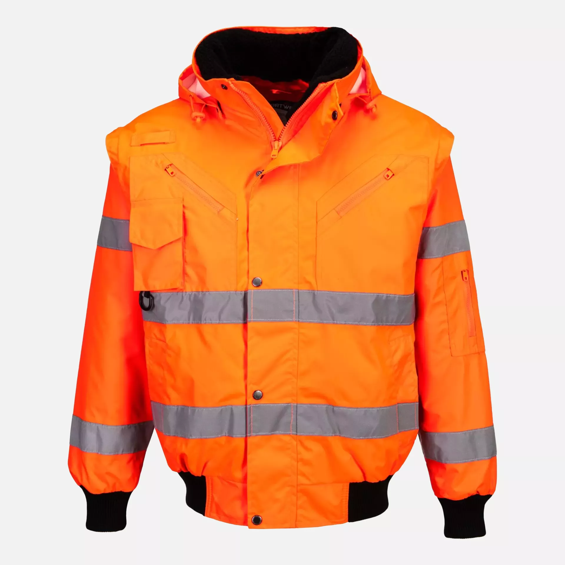 Portwest C467ORR, Hi-Vis 3-in-1 Bomber Jacket, Orange, image 1