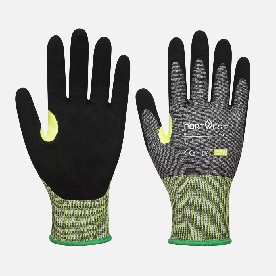 Portwest A650G8R, CS Cut E15 Nitrile Glove, Grey/Black, image 3, gallery thumbnail