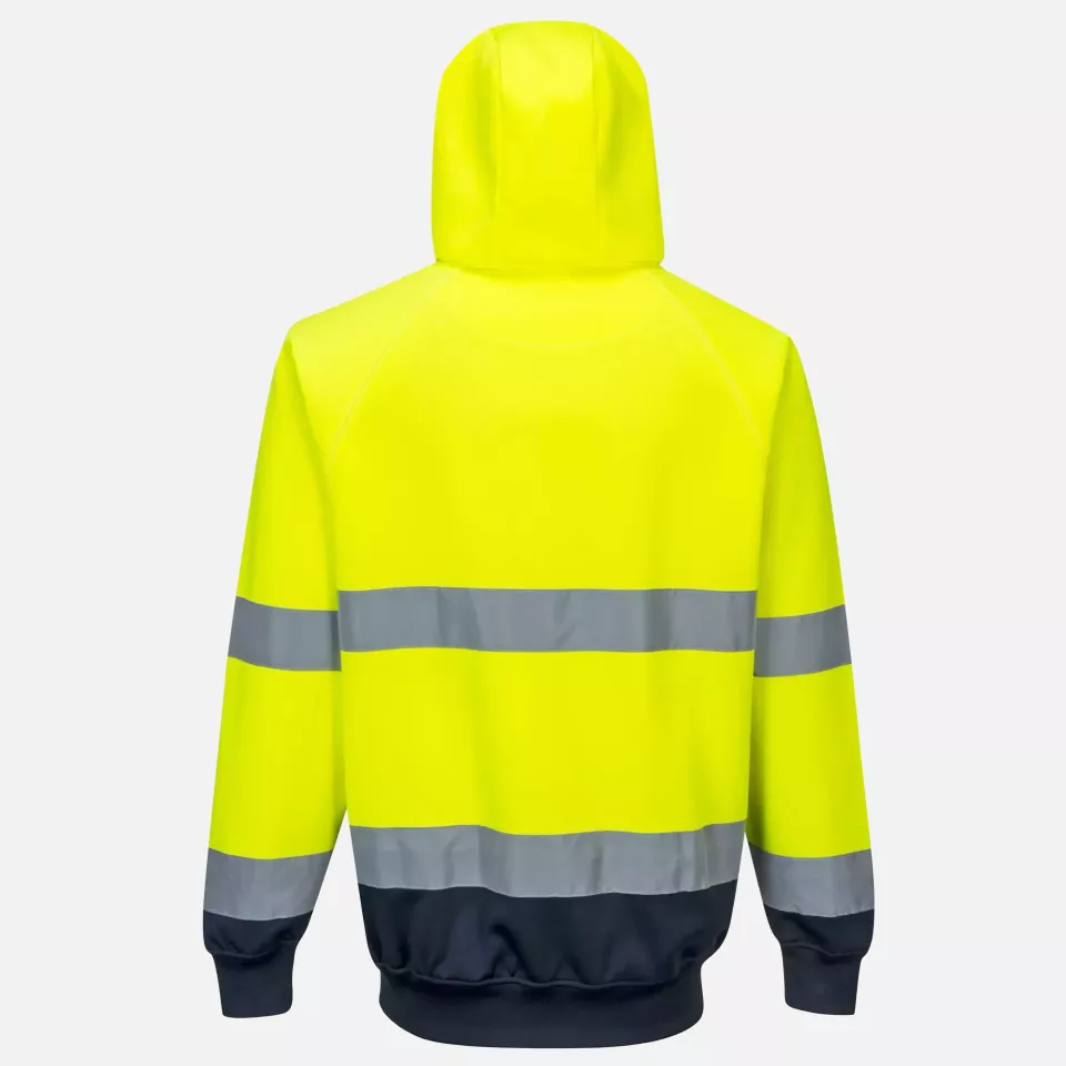 Portwest B316YNR, Hi-Vis Contrast Hoodie, Yellow/Navy, image 2, gallery thumbnail