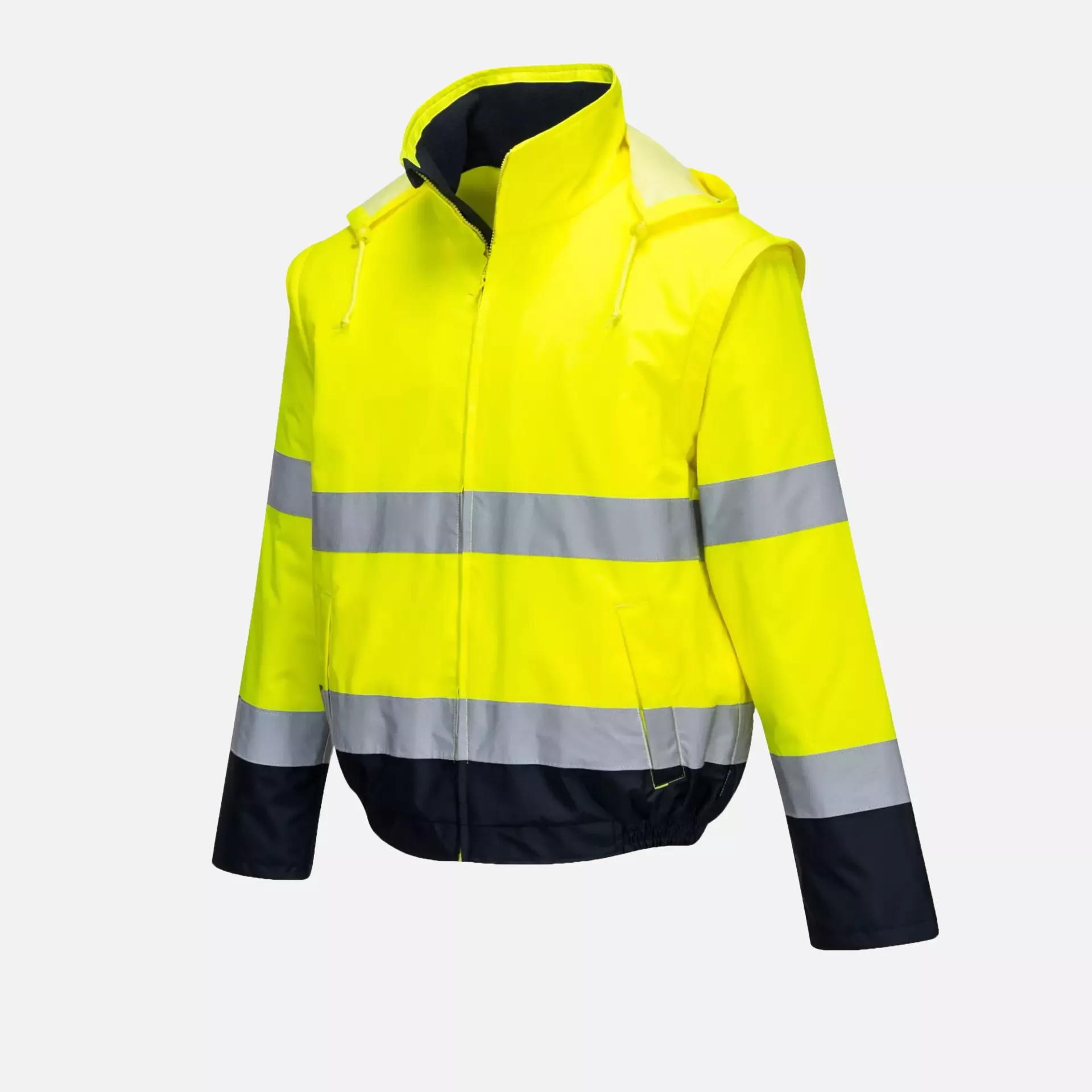 Portwest C464YNR, Hi-Vis 2-in-1 Contrast Essential Lite Bomber Jacket, Yellow/Navy, image 7