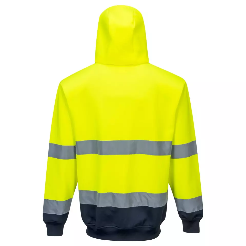 Portwest B317YNR, Hi-Vis Contrast Zipped Hoodie, Yellow/Navy, image 2, gallery thumbnail