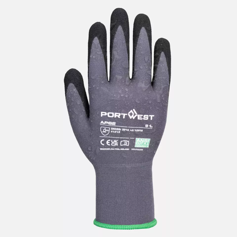 Portwest AP62G8R, Dermiflex Aqua Glove, Grey/Black, image 1, gallery thumbnail