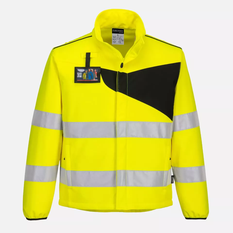 Portwest PW275YBR, PW2 Hi-Vis Softshell (2L), Yellow/Black, image 3, gallery thumbnail