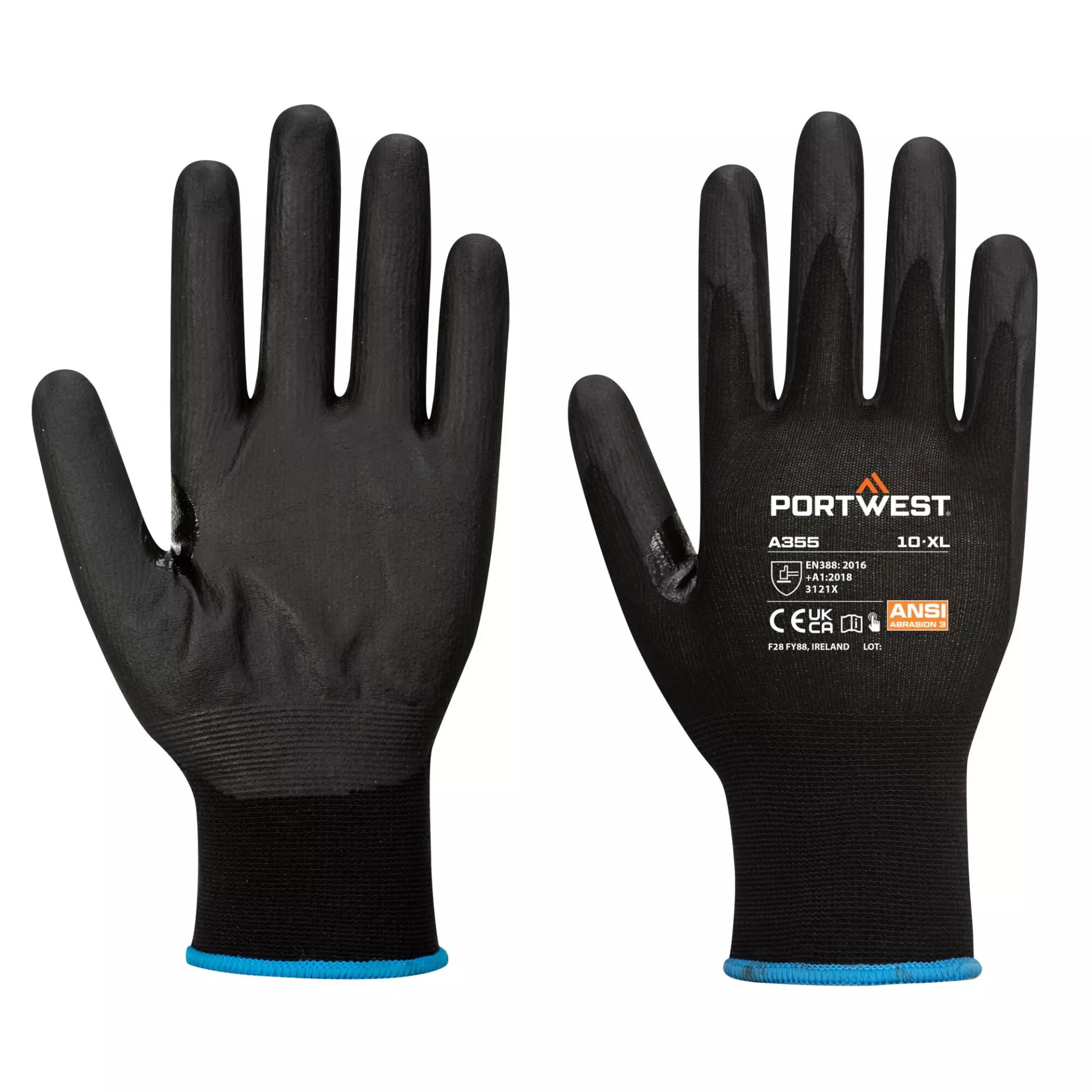 Portwest A355K8R, NPR15 Nitrile Foam Touchscreen Glove, Black, image 3