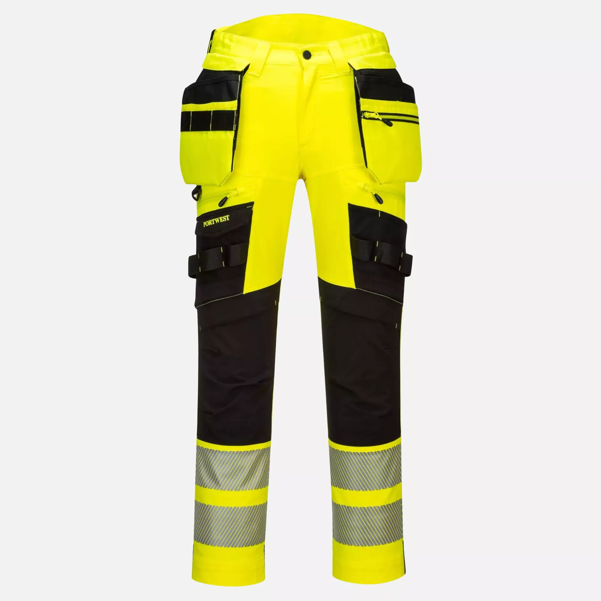 Portwest DX442YBR, DX4 Hi-Vis Detachable Holster Pocket Trousers, Yellow/Black, image 1