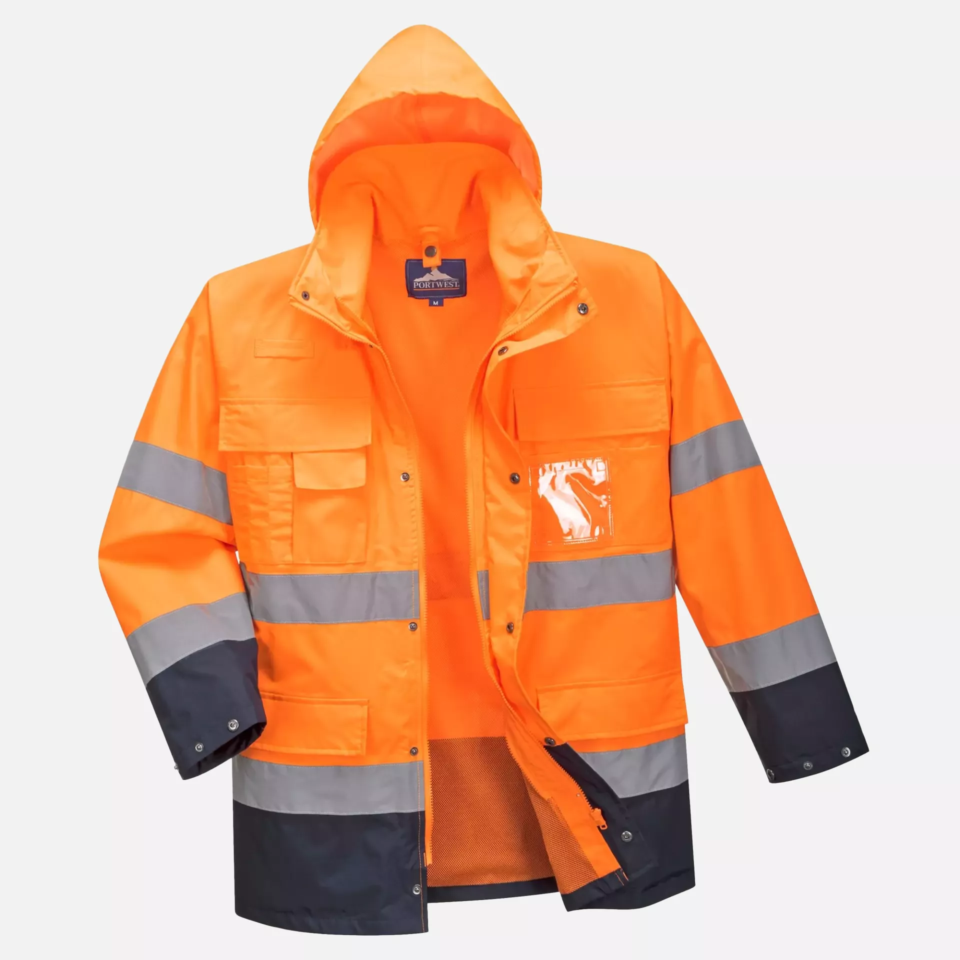 Portwest S162ONR, Hi-Vis 3-in-1 Contrast Lite Jacket, Orange/Navy, image 3