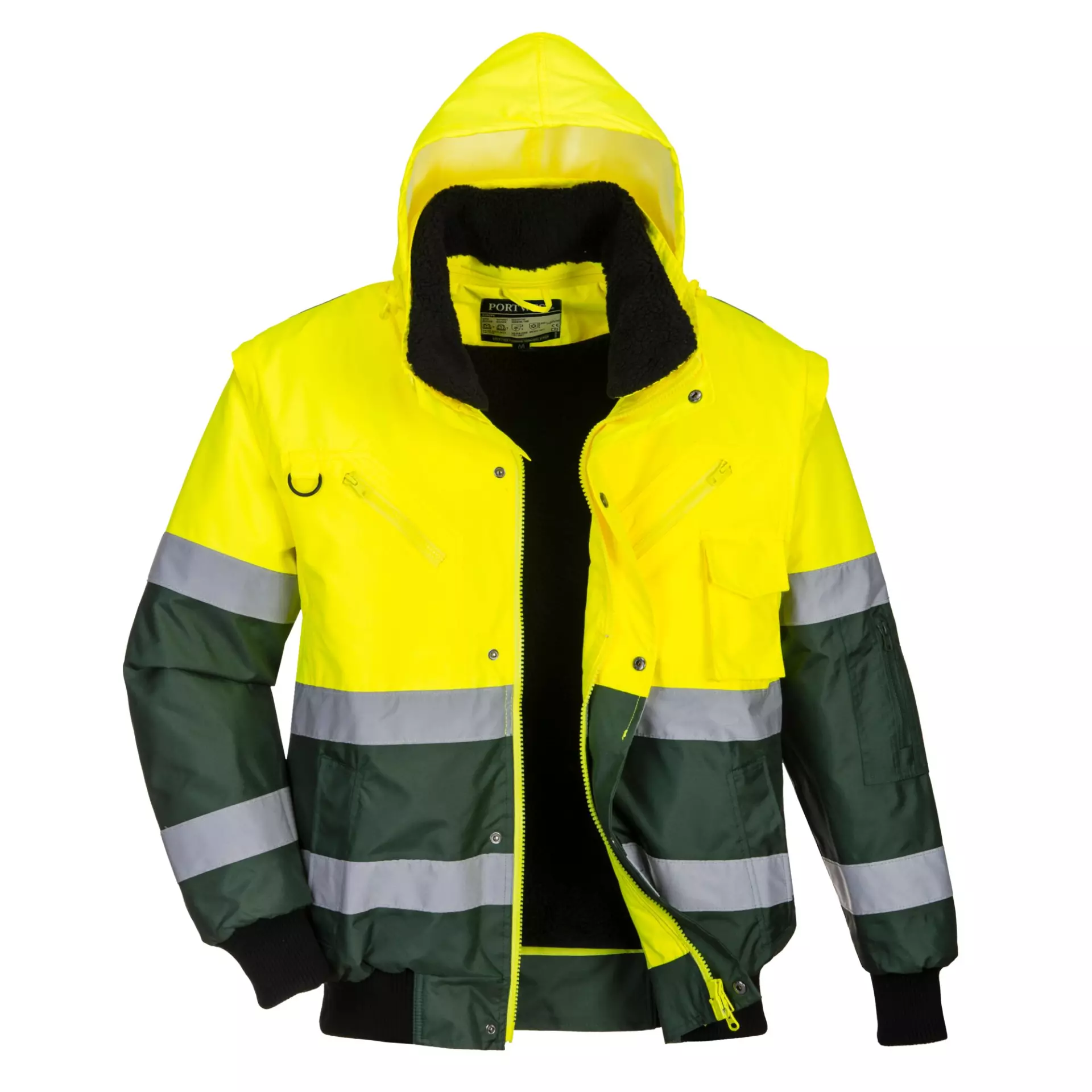 Portwest C565YGR, Warnschutz 3-in-1 X-Rücken Kontrast Pilotjacke, Gelb/Grün, image 5