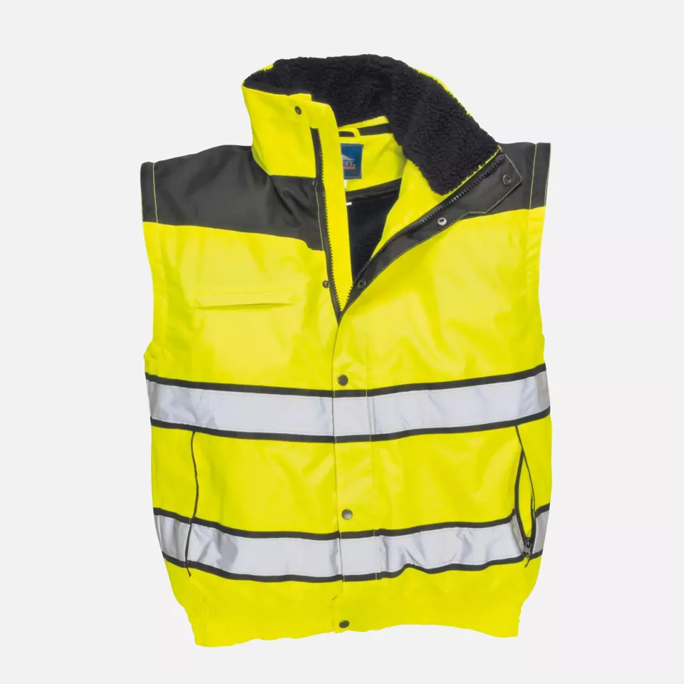 Portwest C466YBR, Hi-Vis 3-in-1 Contrast Winter Bomber Jacket, Yellow/Black, image 6, gallery thumbnail