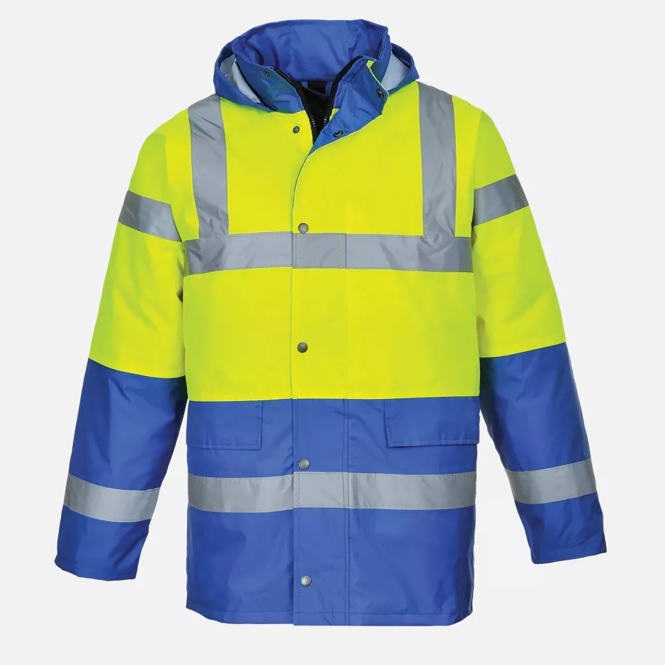 Portwest S466YRB, Hi-Vis Contrast Winter Traffic Jacket, Yellow/Royal, image 2, gallery thumbnail