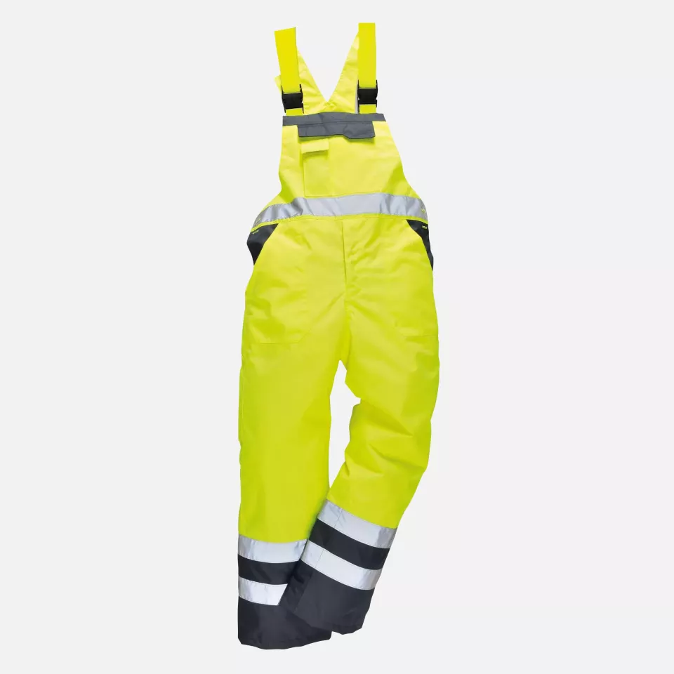 Portwest S488YNR, Hi-Vis Breathable Contrast Rain Bib and Brace, Yellow/Navy, image 4, gallery thumbnail