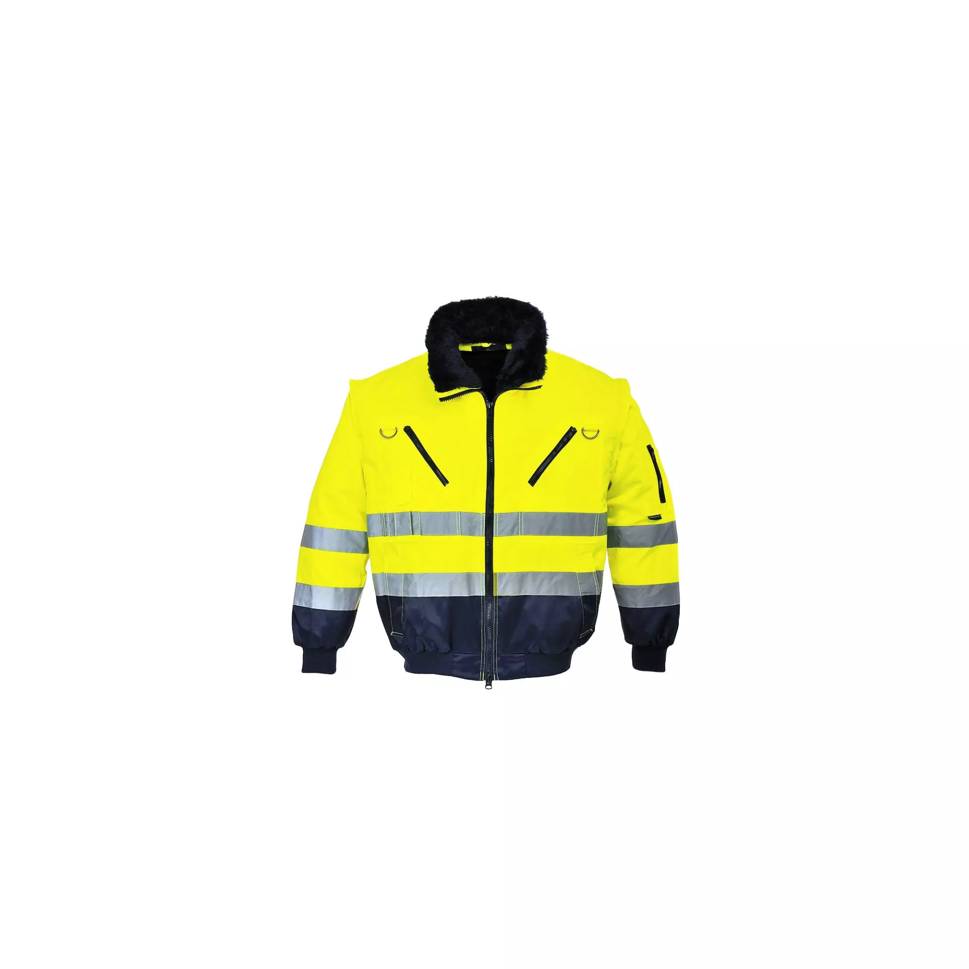 Portwest PJ50YNR, Hi-Vis 3-in-1 Contrast Pilot Jacket, Yellow/Navy, image 1