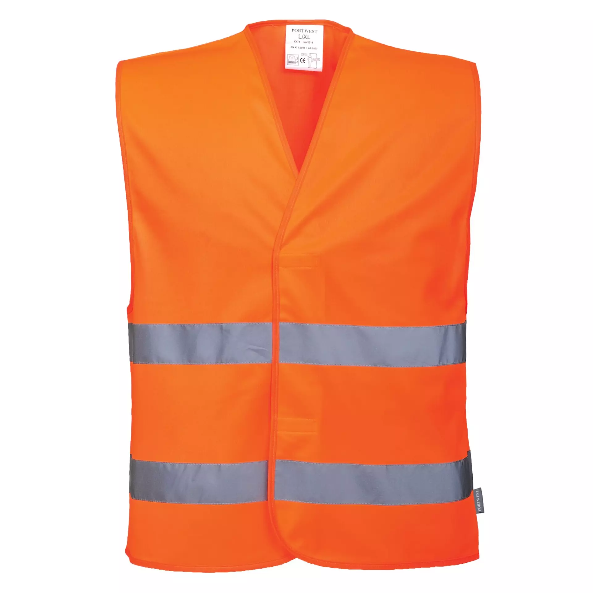 Portwest C474ORR, Hi-Vis Two Band Vest, Orange, image 1