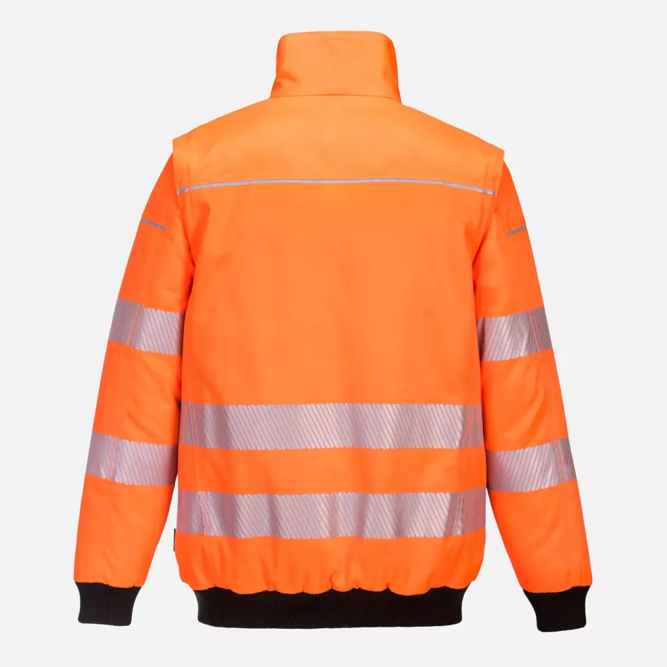 Portwest PW302OBR, PW3 Hi-Vis 3-in-1 Pilot Jacket, Orange/Black, image 2, gallery thumbnail