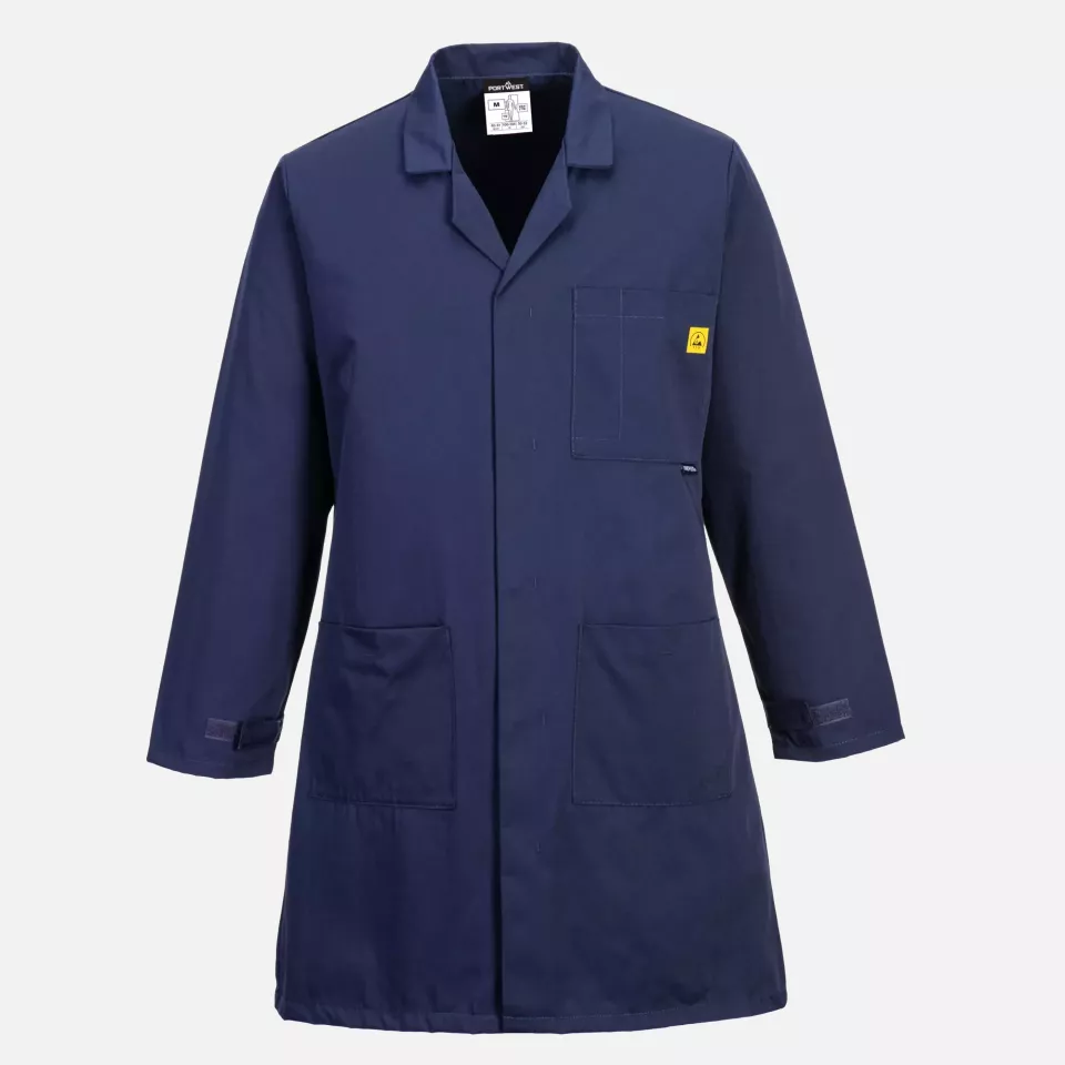 Portwest AS10NAR, Anti-Static ESD Coat, Navy, image 1, gallery thumbnail