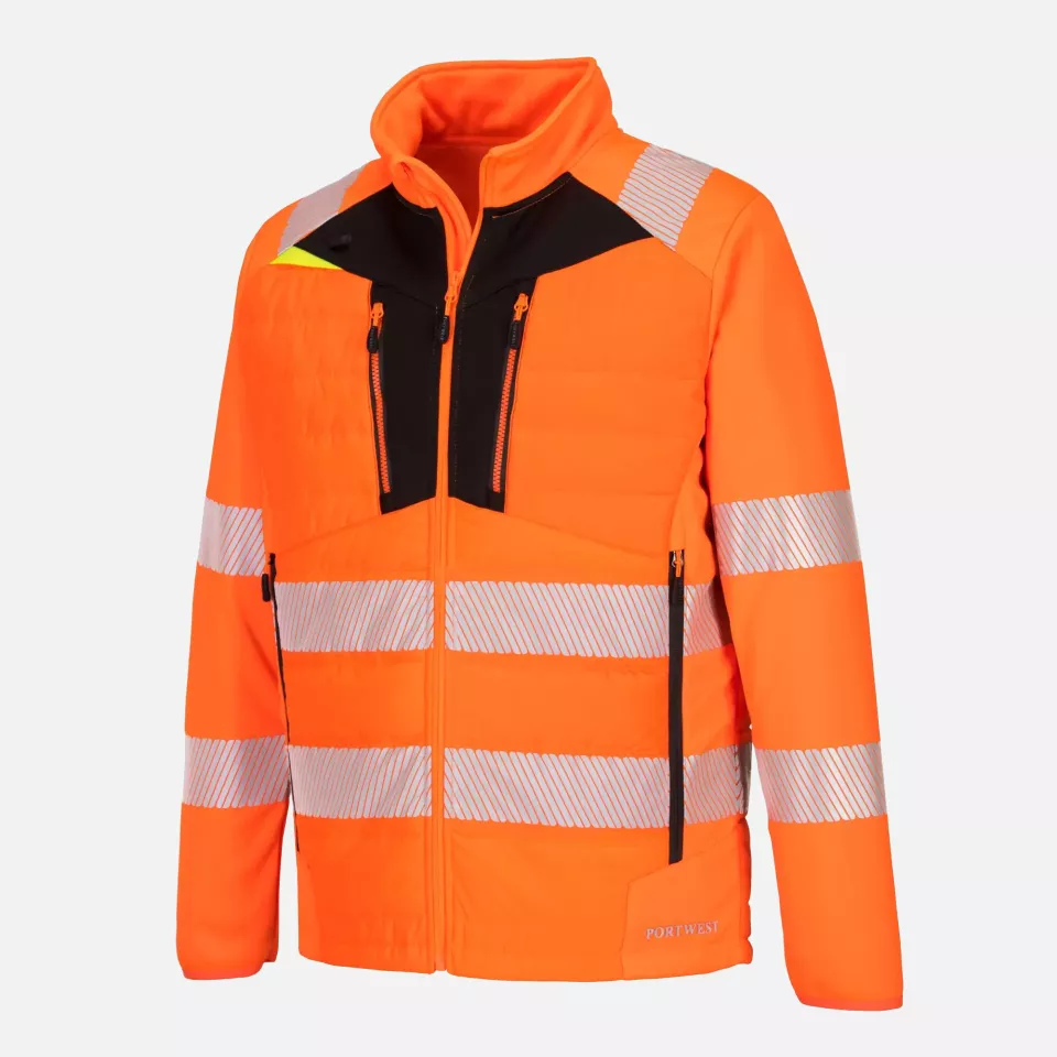 Portwest DX473OBR, DX4 Hi-Vis Hybrid Baffle Jacket, Orange/Black, image 3, gallery thumbnail