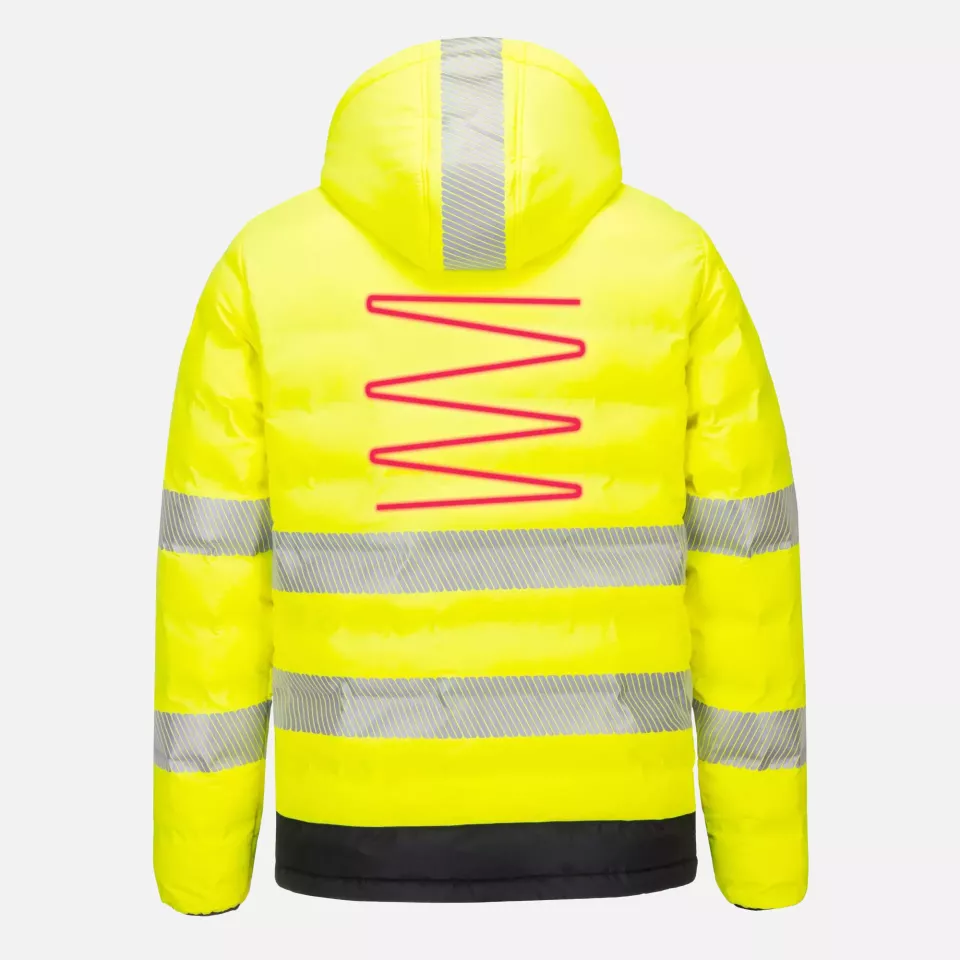 Portwest S548YBR, Hi-Vis Ultrasonic Heated Tunnel Jacket, Yellow/Black, image 6, gallery thumbnail