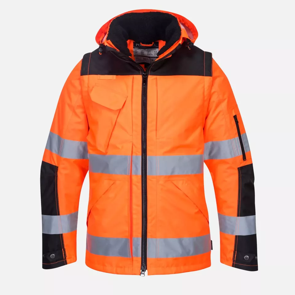Portwest C469OBR, Hi-Vis 3-in-1 Contrast Winter Pro Jacket, Orange/Black, image 1, gallery thumbnail