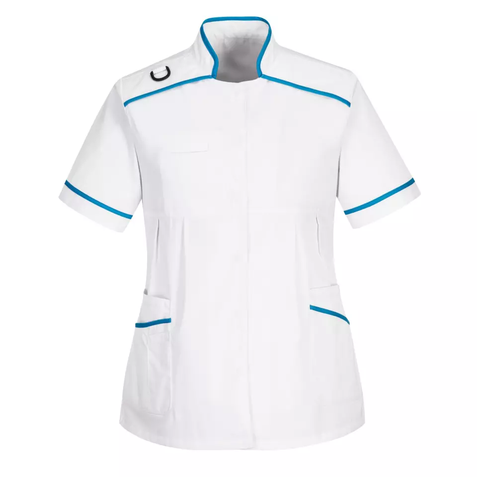 Portwest LW22WAR, Medical Maternity Tunic, White/Aqua, image 1, gallery thumbnail
