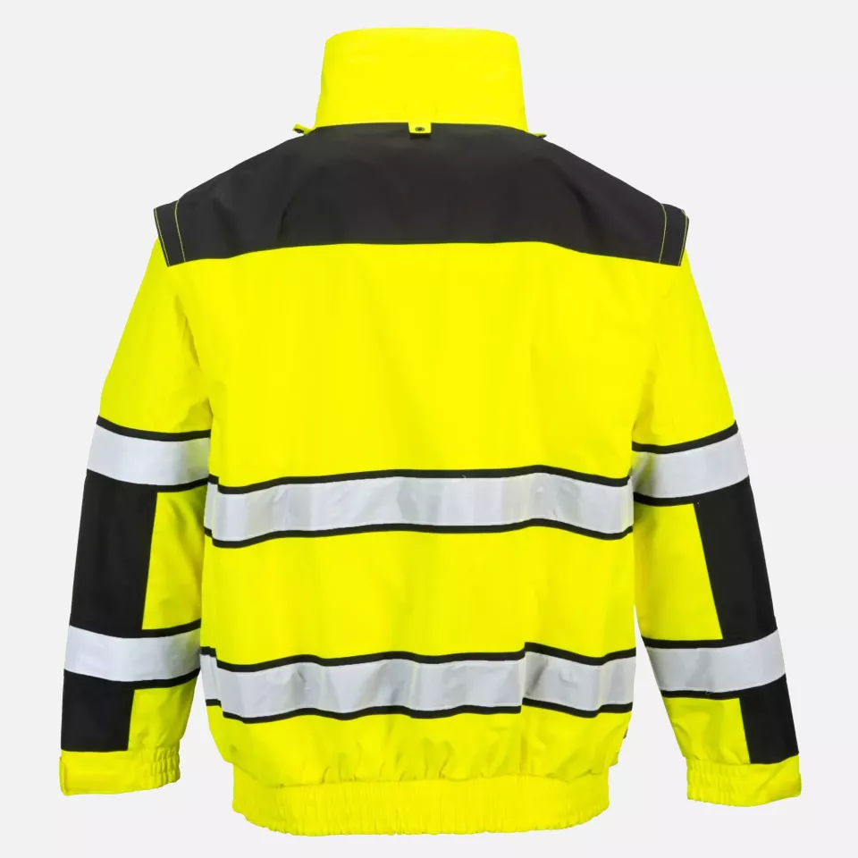 Portwest C466YBR, Hi-Vis 3-in-1 Contrast Winter Bomber Jacket, Yellow/Black, image 5, gallery thumbnail