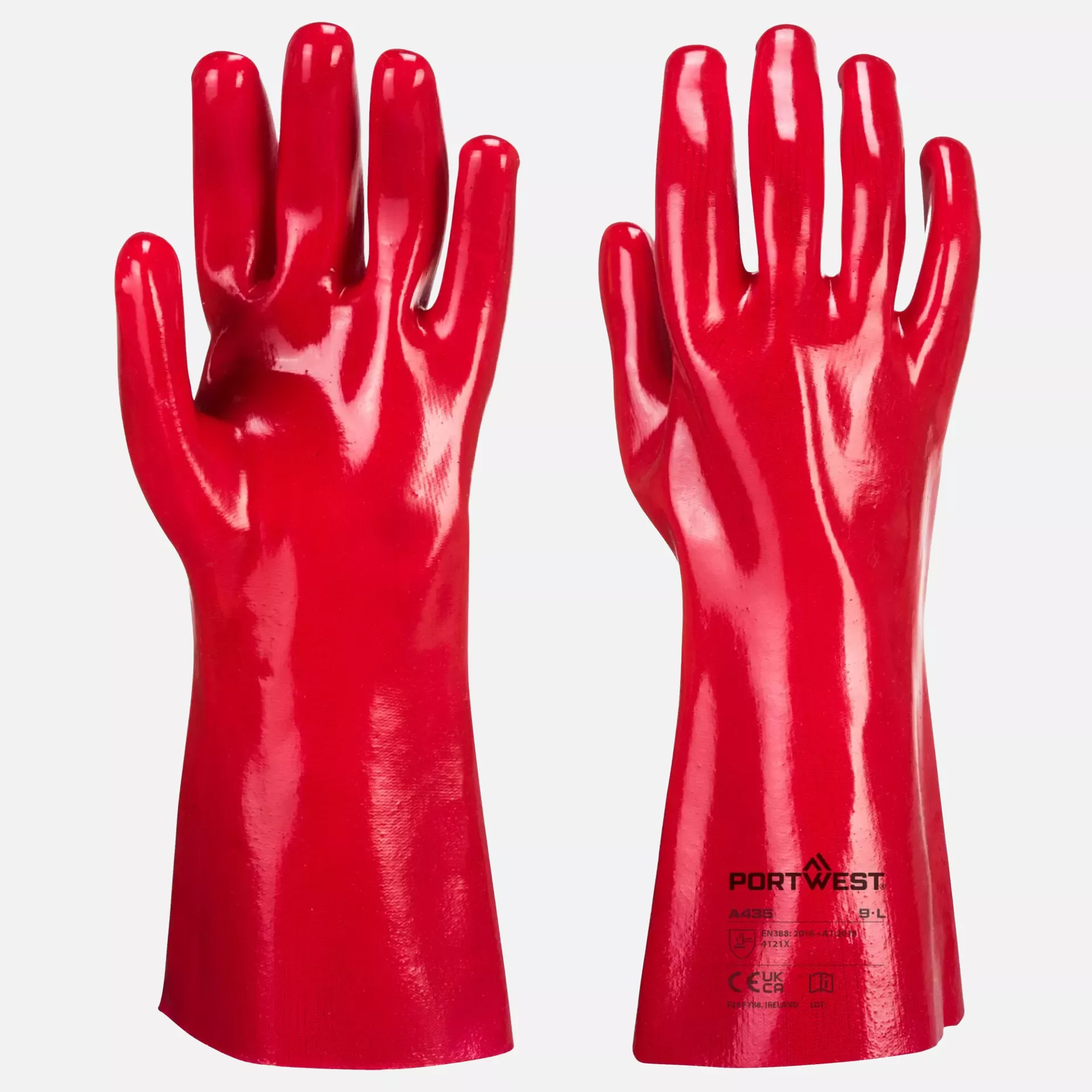 Portwest A435RER, Grip 12 PVC Gauntlet 35cm, Size XL, Red, image 3