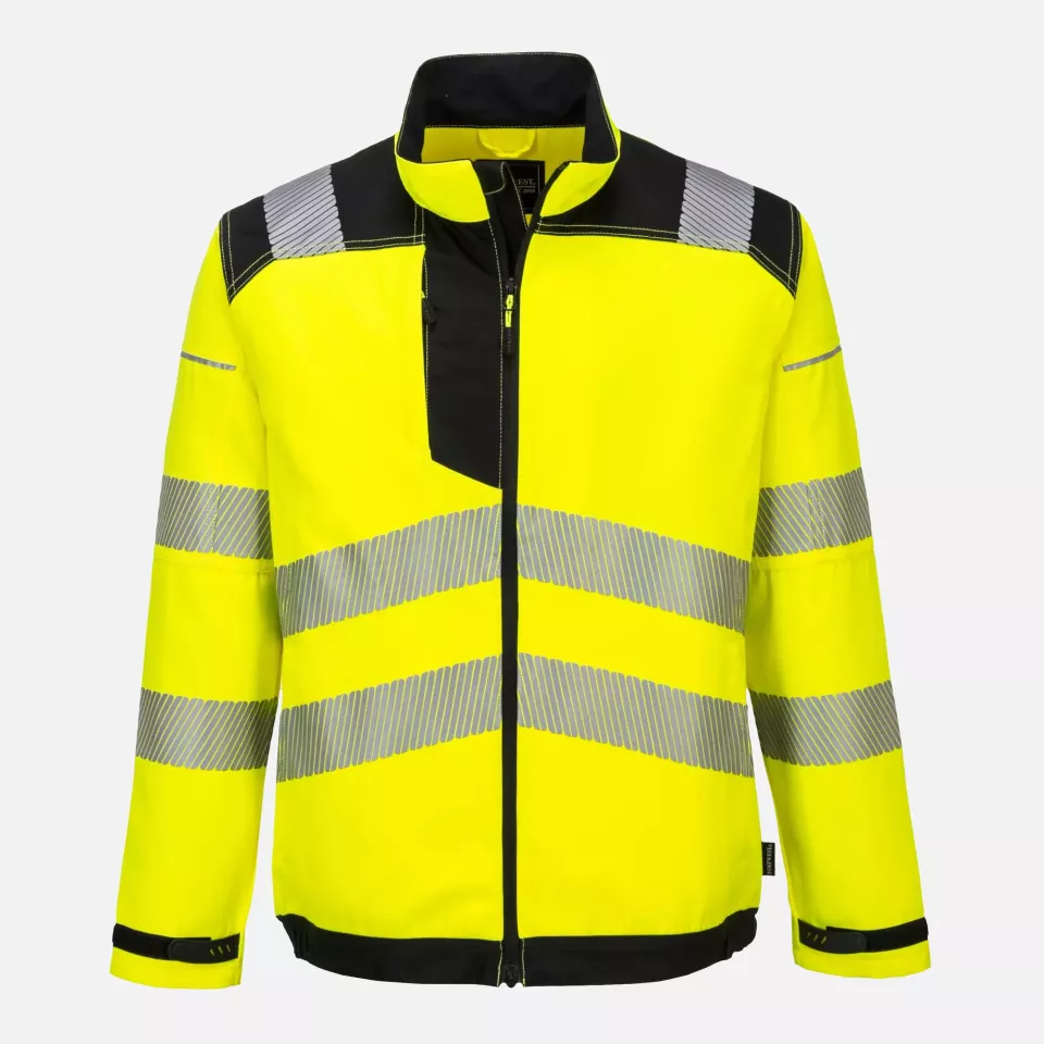 Portwest T500YBR, PW3 Hi-Vis Work Jacket, Yellow/Black, image 1, gallery thumbnail