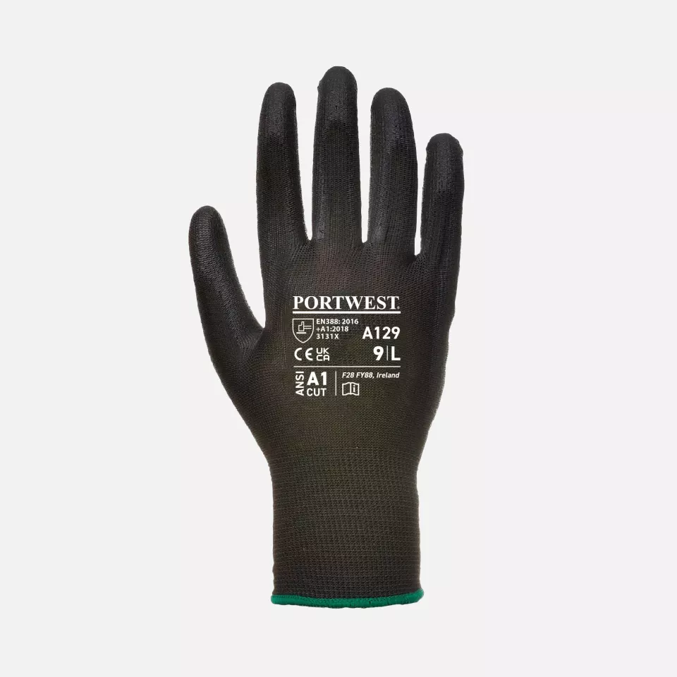 Portwest A129BKR, PU Palm Glove - Carton, Black, image 2, gallery thumbnail