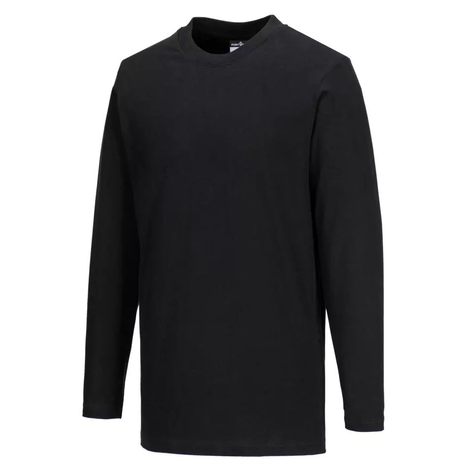 Portwest B196BKR, Long Sleeve T-Shirt, Black, image 2, gallery thumbnail