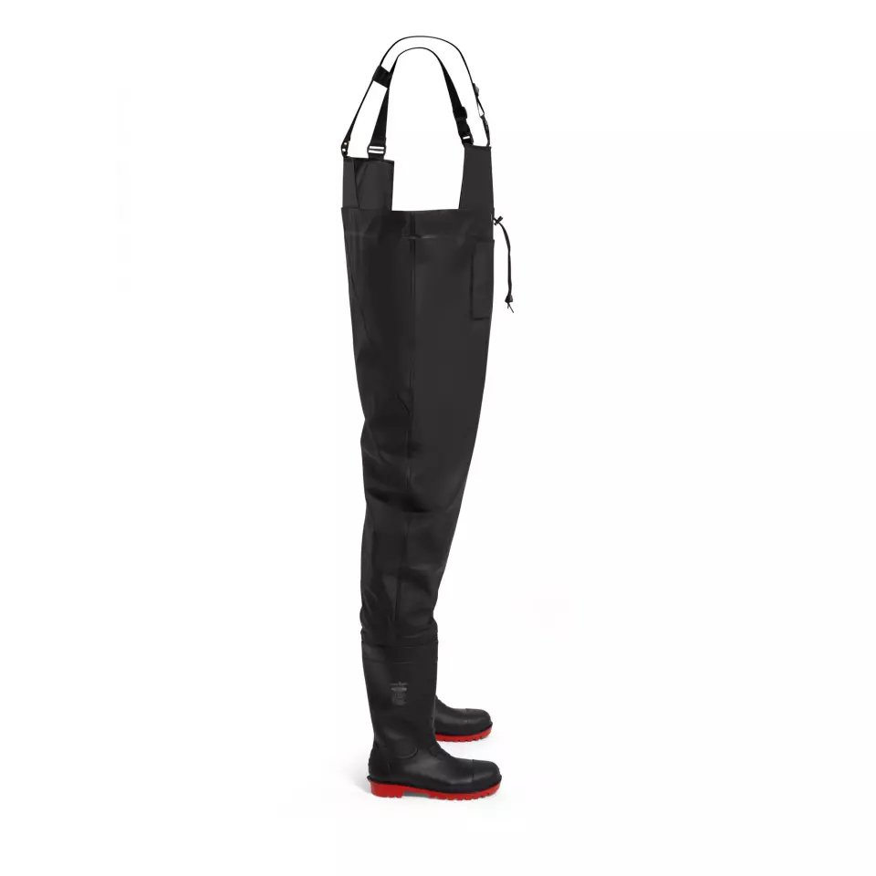 Portwest FW74BKR, Steel PVC Chest Wader S5 FO, Black, image 1, gallery thumbnail