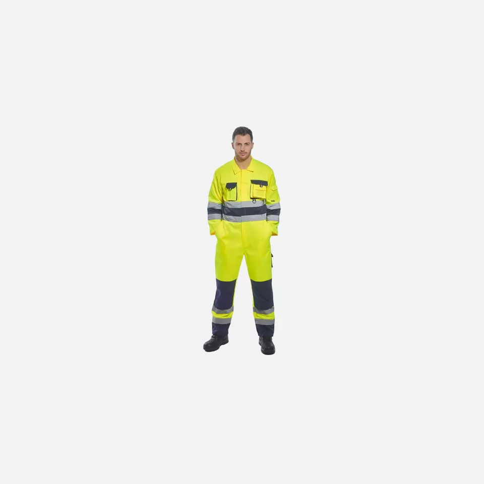 Portwest TX55YNR, Nantes Hi-Vis Contrast Work Coverall, Yellow/Navy, image 5, gallery thumbnail