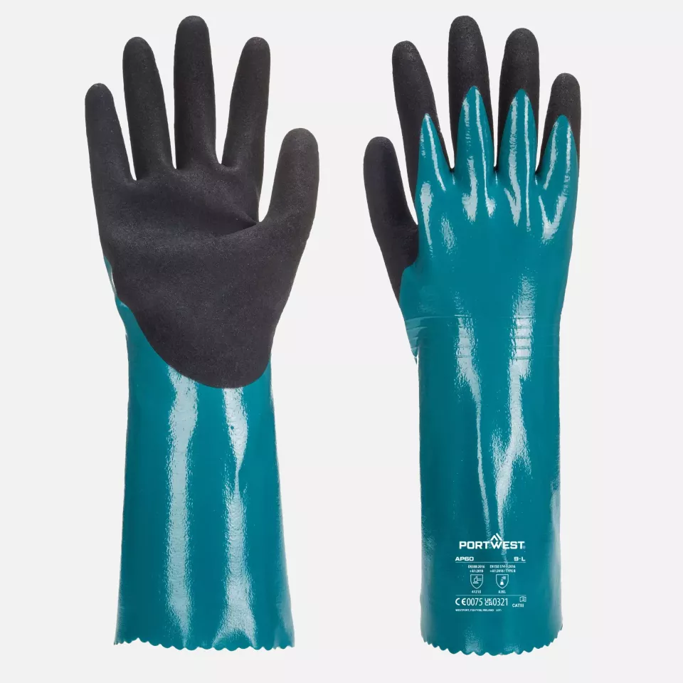 Portwest AP60B8R, Sandy Grip Lite Gauntlet, Blue/Black, image 3, gallery thumbnail