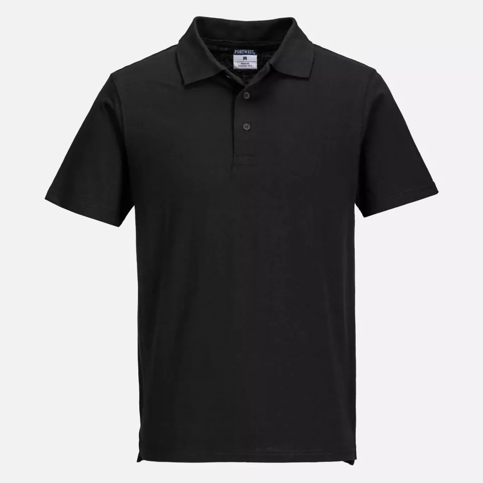 Portwest L210BKR, Lightweight Jersey Polo Shirt, Black, image 1, gallery thumbnail