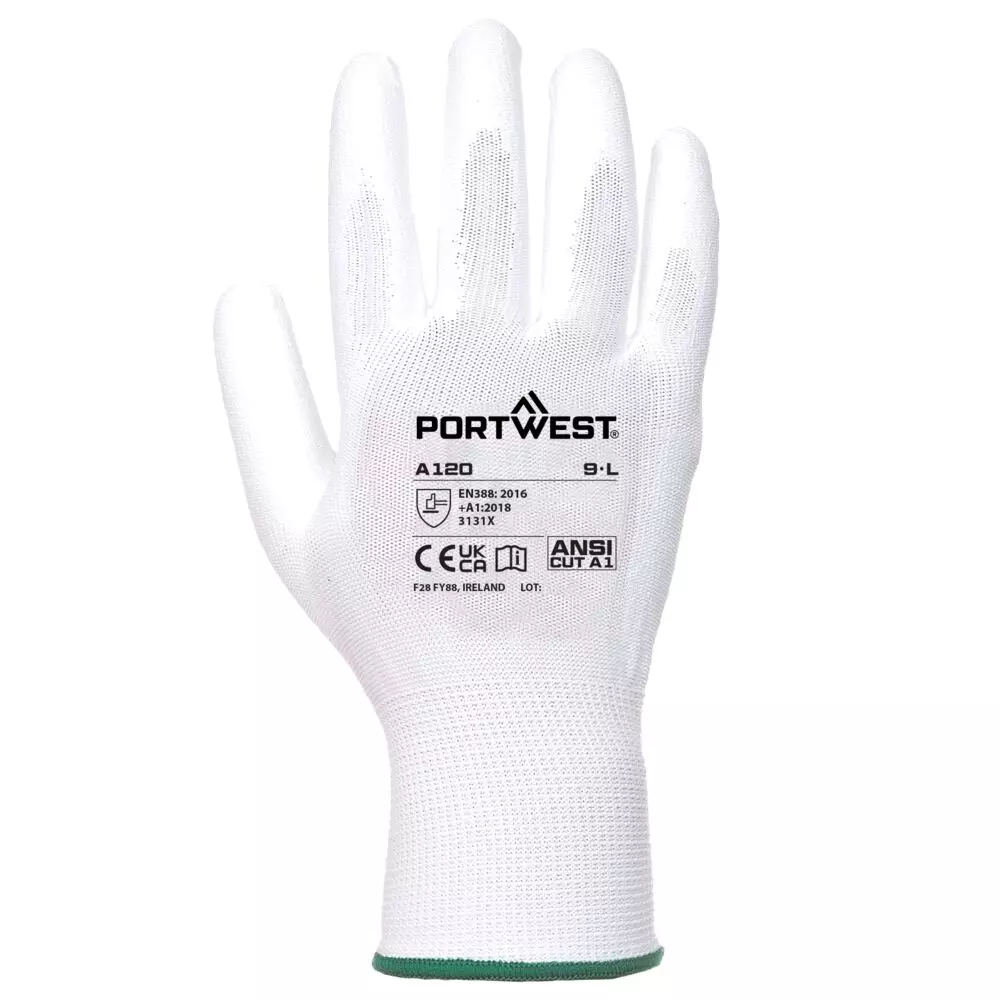 Portwest A120WHR, PU Palm Glove, White, image 1