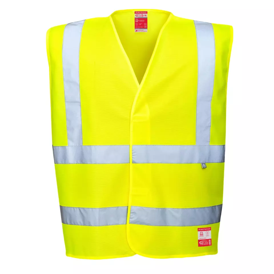 Portwest FR71YER, Bizflame Hi-Vis Anti-Static FR Vest, Yellow, image 1, gallery thumbnail
