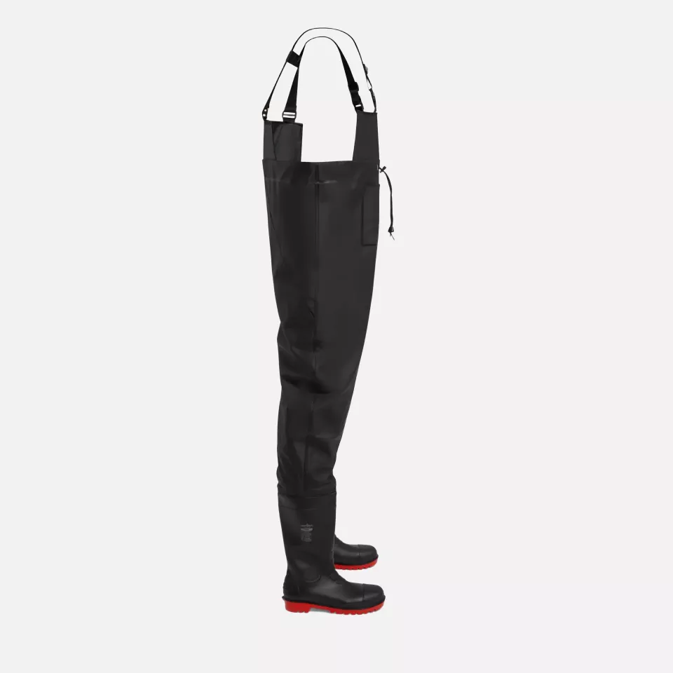Portwest FW74BKR, Steel PVC Chest Wader S5 FO, Black, image 1, gallery thumbnail