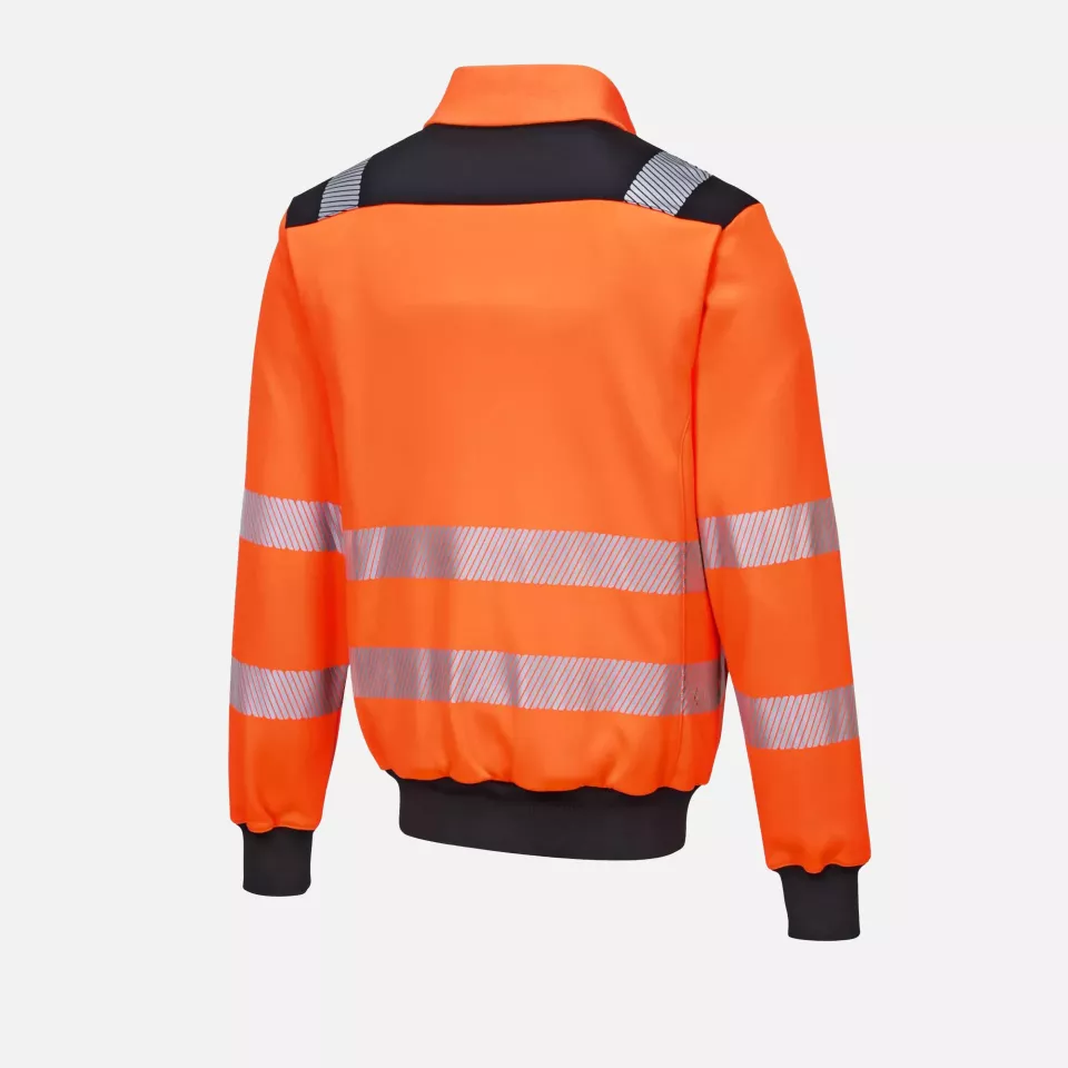 Portwest PW370OBR, PW3 Hi-Vis Zip Sweatshirt, Orange/Black, image 9, gallery thumbnail