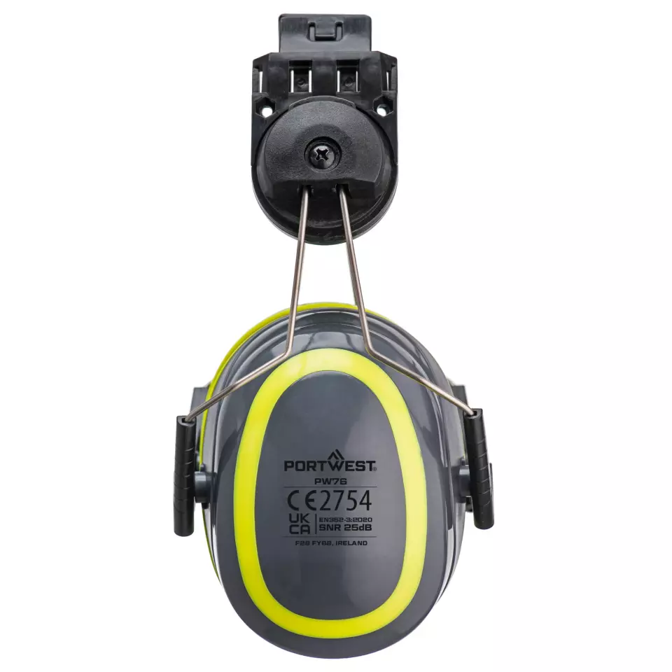 Portwest PW76GYR, HV Extreme Ear Defenders Medium Clip-On, Grey/Yellow, image 2, gallery thumbnail