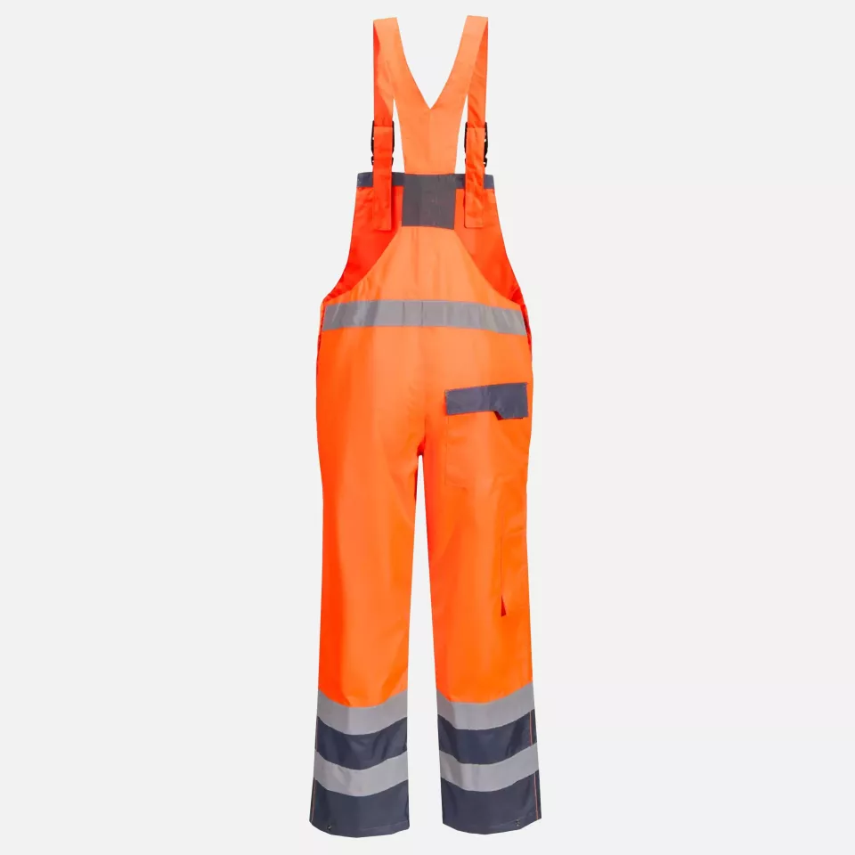 Portwest S488ONR, Hi-Vis Breathable Contrast Rain Bib and Brace, Orange/Navy, image 2, gallery thumbnail