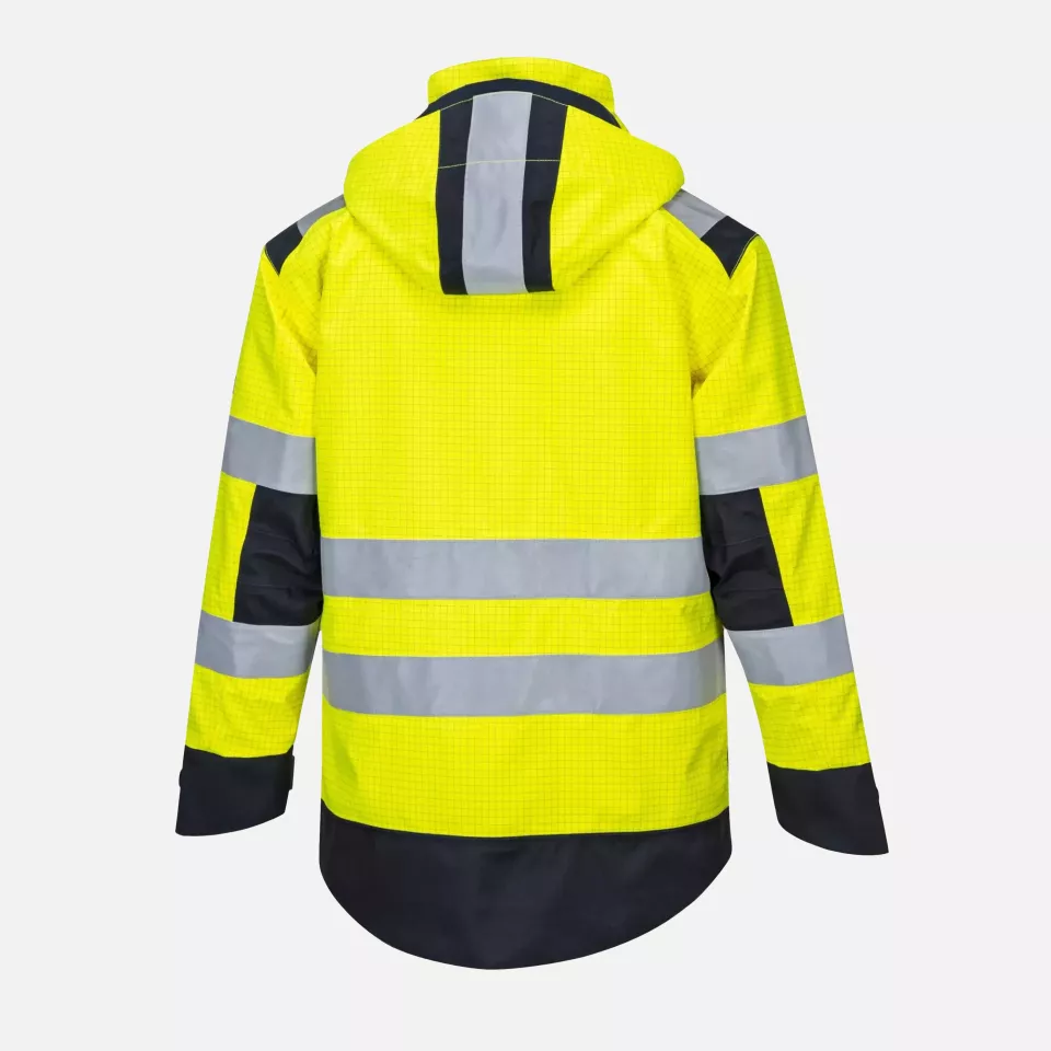 Portwest MV70YNR, Modaflame Rain Multi Norm Arc Jacket, Yellow/Navy, image 2, gallery thumbnail