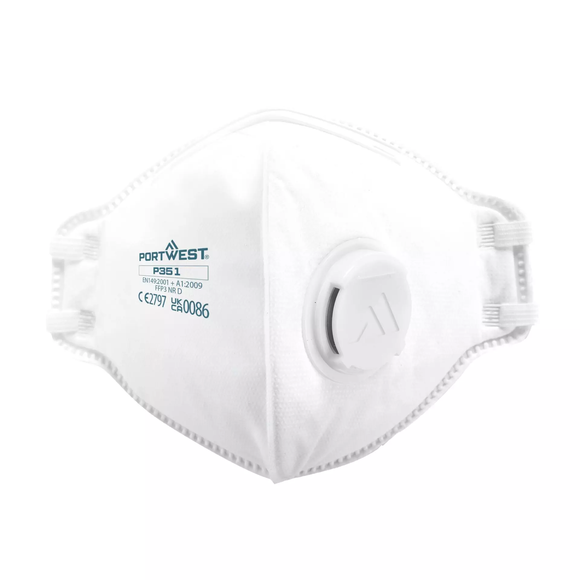 Portwest P351WHR, FFP3 Valved Dolomite Fold Flat Respirator, White, image 1