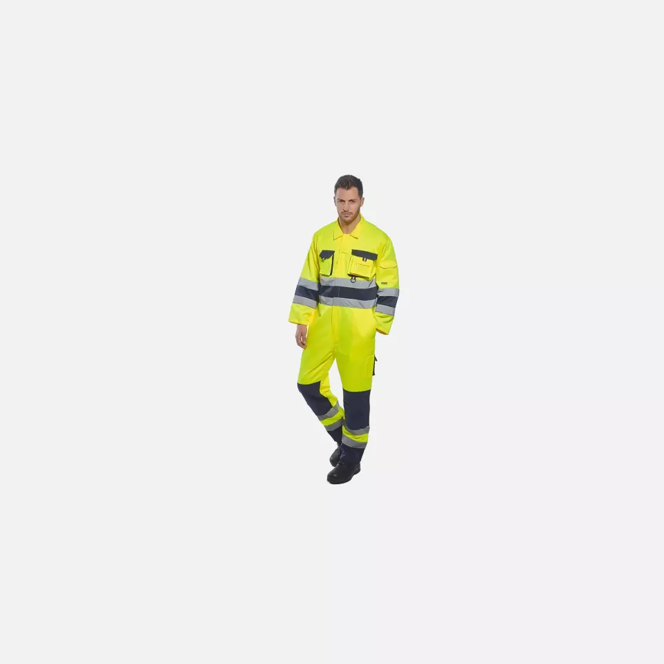 Portwest TX55YNR, Nantes Hi-Vis Contrast Work Coverall, Yellow/Navy, image 8, gallery thumbnail