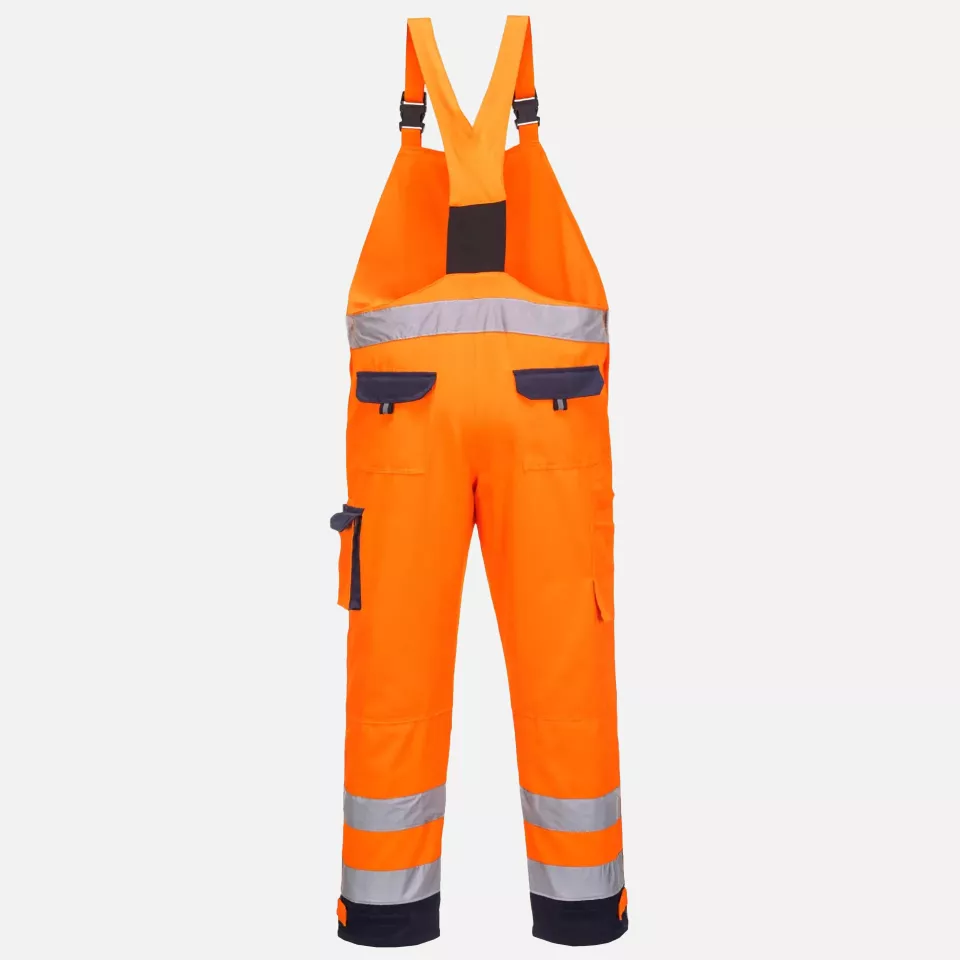Portwest TX52ONR, Dijon Hi-Vis Contrast Work Bib and Brace, Orange/Navy, image 2, gallery thumbnail
