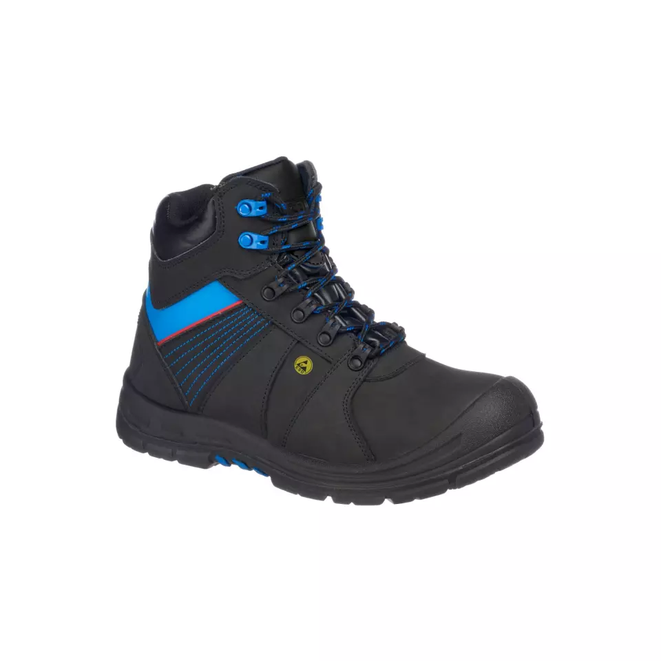 Portwest FD37BKB, Composite Action Nubuck Ankle Boot S3 ESD HRO SRC, Black/Blue, image 1, gallery thumbnail