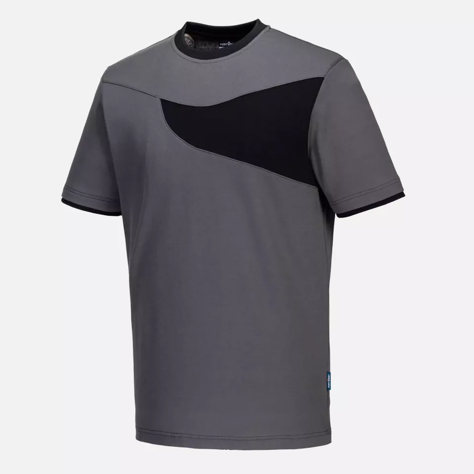 Portwest PW211ZBR, PW2 Cotton Comfort T-Shirt S/S, Zoom Grey/Black, image 2, gallery thumbnail