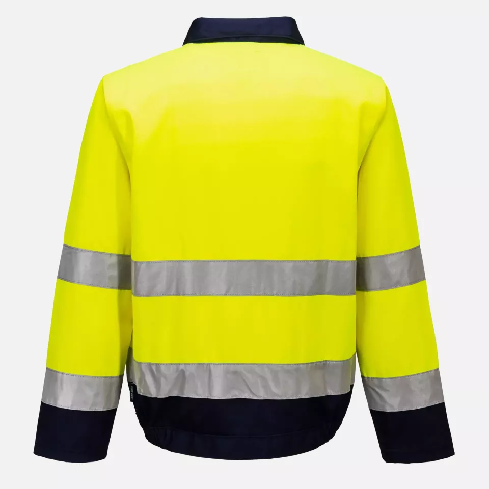 Portwest TX70YNR, Madrid Hi-Vis Contrast Bomber Jacket, Yellow/Navy, image 2, gallery thumbnail