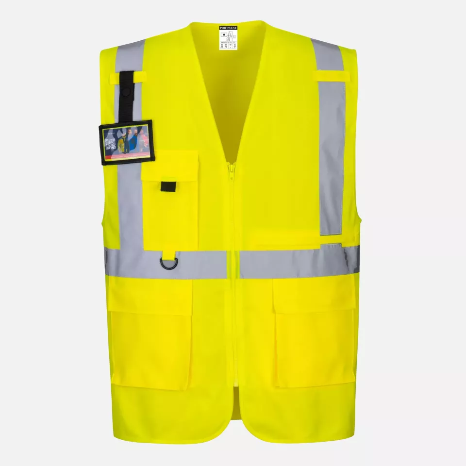 Portwest C357YER, Hi-Vis Tablet Pocket Executive Vest, Yellow, image 3, gallery thumbnail