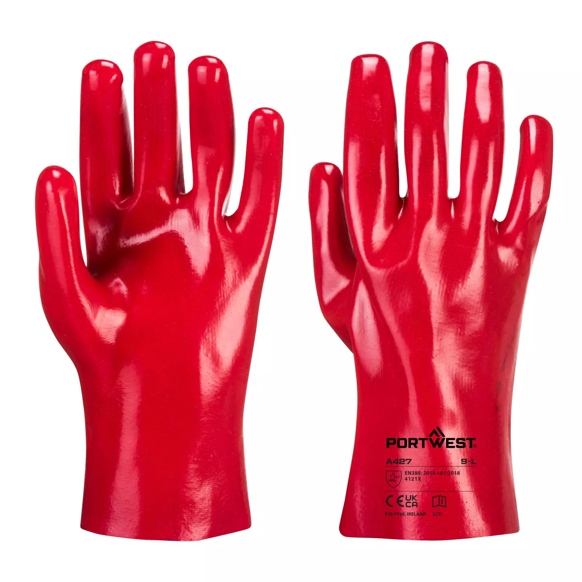 Portwest A427RER, Grip 12 PVC Stulpenhandschuh 27 cm, Größe XL, Rot, image 3