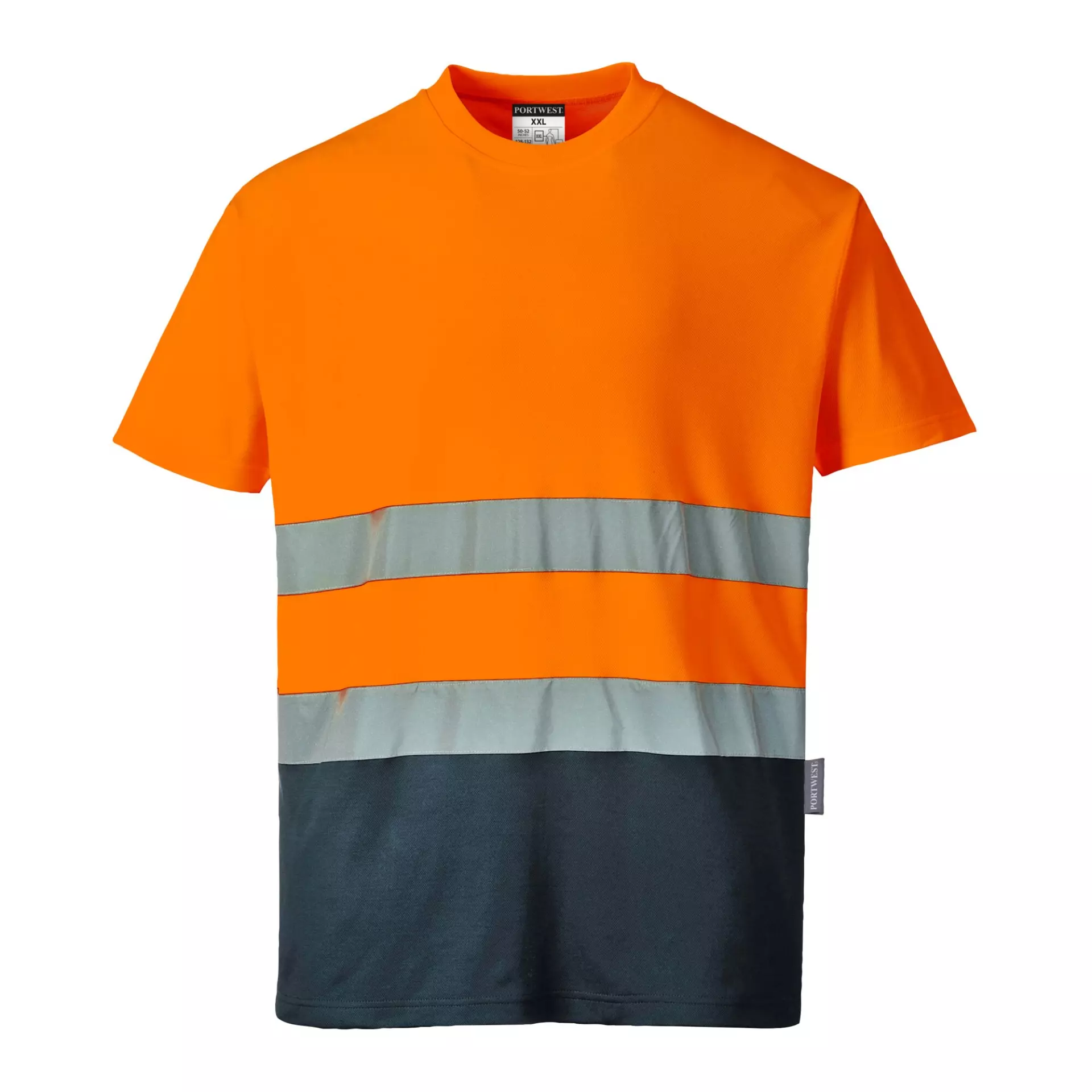 Portwest S173ONR, Hi-Vis Cotton Comfort Contrast T-Shirt S/S, Orange/Navy